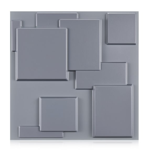 Decorative Textured PVC 3D Wall Panels for Interior Wall Decor in Living Room, Bedroom in Gray, Pack of 30 Tiles, 29 Sq.Ft