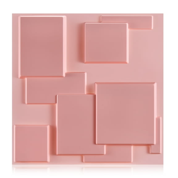Decorative Textured PVC 3D Wall Panels for Interior Wall Decor in Living Room, Bedroom in Pink, Pack of 30 Tiles, 29 Sq.Ft