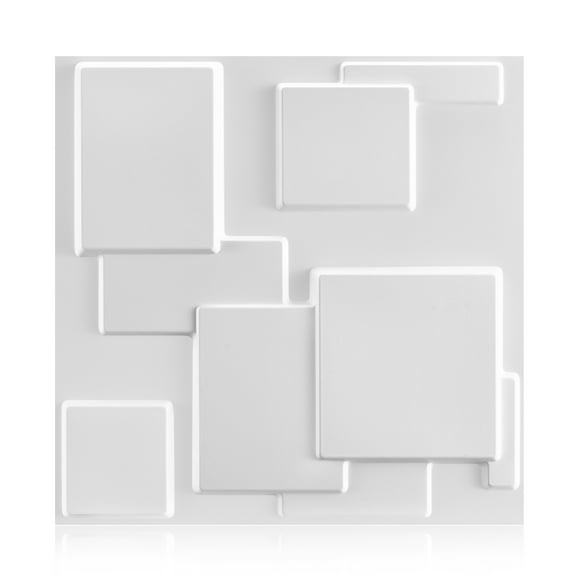 Decorative Textured PVC 3D Wall Panels for Interior Wall Decor in Living Room, Bedroom in White, Pack of 20 Tiles, 19.4 Sq.Ft