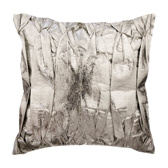 Decorative Textured Pillow Cover, 12x12 inch (30x30 cm) Faux Leather Pillowcase Square Silver Pintuck Throw Pillows Cover, Couch Cushion Cover, Modern, Solid Color - Stunning Silver