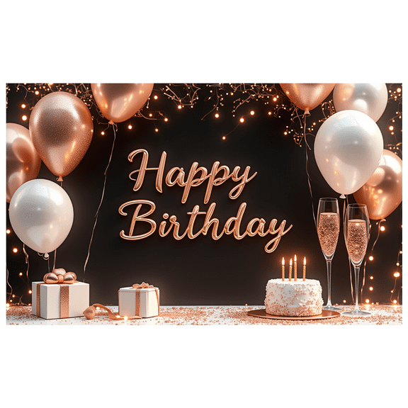 Decorative Theme Birthday Banner Balloon Design Celebration Happy Birthday Banner for Party Decoration Indoor Event Holiday Backdrop