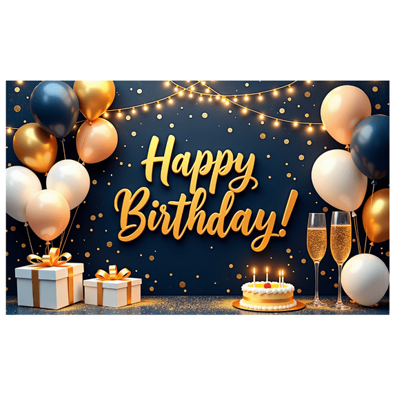 Decorative Theme Birthday Banner Balloon Design Celebration Happy Birthday Banner for Party Decoration Indoor Event Holiday Backdrop