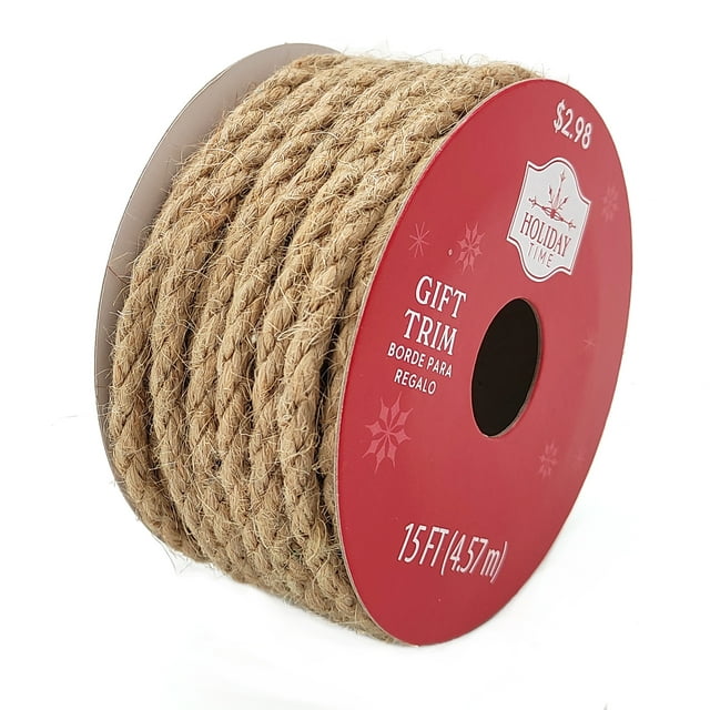 Decorative Thick Jute Twine, Natural Brown, 15 ft, by Holiday Time