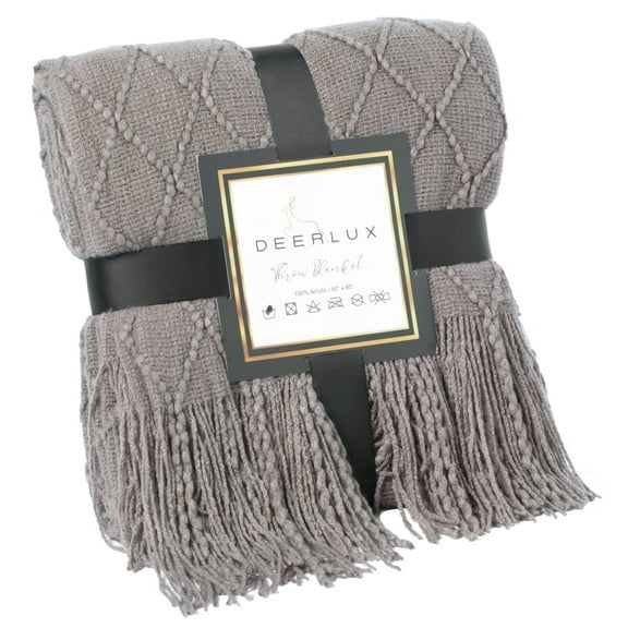 Decorative Throw Blanket - 50x60in Soft Knit with Delightful Fringe Edges for a Sophisticated and Cozy Touch to Your