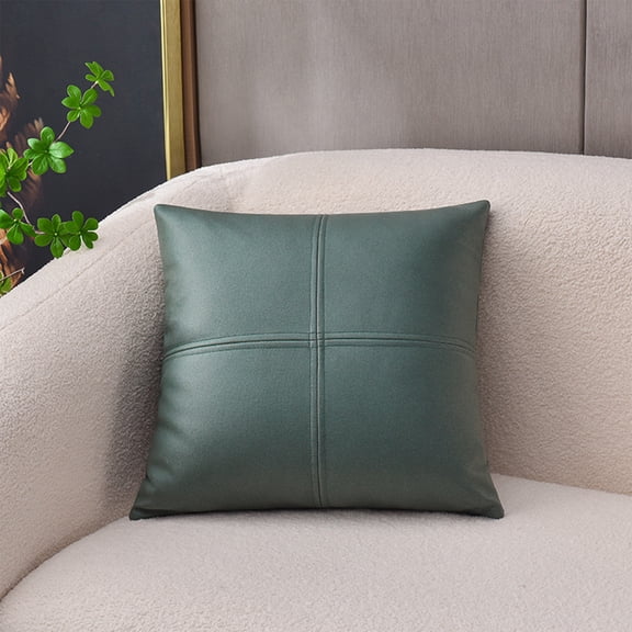 Decorative Throw Pillow - 18x18 Inch Tech Fabric Square Cushion for Sofa & Bed (Stripe Pattern Fall/Winter Home Accent Pillow)