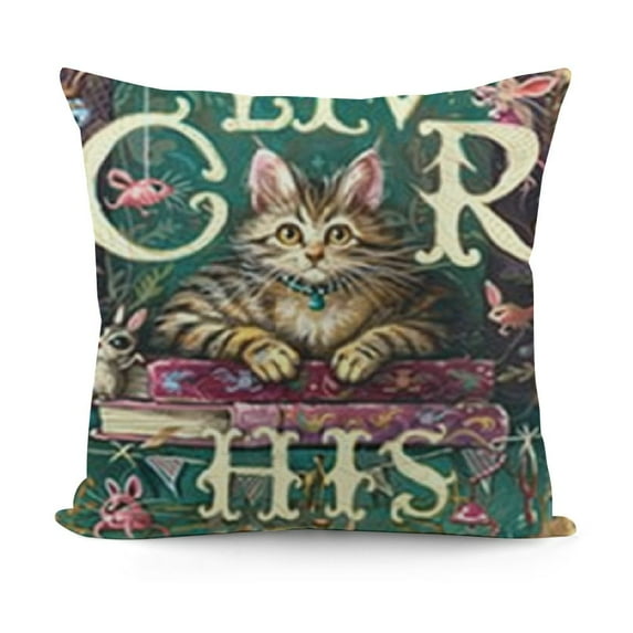 Decorative Throw Pillow Case, We are All Mad Here Words with Caterpillar , Cushion Cover for Couch Living Room Car, Purple Blue