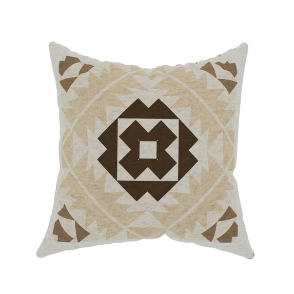 Decorative Throw Pillow Cover, 18” x 18”, Brown and Tan, Bold Southwest Inspired Textural Print on Poly Canvas Creating a Comfortable and Stylish Update for any Living Room, Bed, and Sofa
