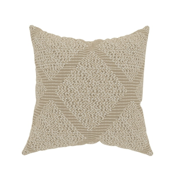 Decorative Throw Pillow Cover, 20” x 20”, Neutral Tan and Ivory