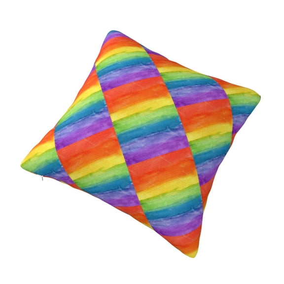 Decorative Throw Pillow Cover Abstract Striped Rainbow Square Pillowcases Cushion for Farmhouse Home Decor 24"x24"
