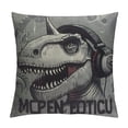 thumbnail image 1 of Decorative Throw Pillow Cover for Couch Sofa,Dino Music Fan Dinosaur Tyrannosaur in Headphones Prints Design for Make Some Noise Funny Graphic Home Decor Pillow case, 1 of 5