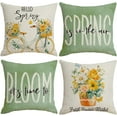thumbnail image 1 of Decorative Throw Pillow Cover Plant Daisy - 18 x 18 Flower Bike Pillow Cushion Case - 4 Pack Linen Square Green Yellow Pillow Cushion Cover, Great for Couch, Patio, Chair, Yard, Living Room Decor, 1 of 6