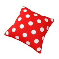 Decorative Throw Pillow Cover Polka Dot Red Square Pillowcases Cushion for Farmhouse Home Decor 18"x18"