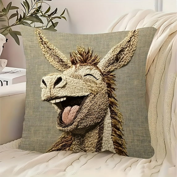 Decorative Throw Pillow Cover Soft Short Plush Cushion Case with Embroidery for Sofa Living Room Bedroom Home Decor(Gray-A)