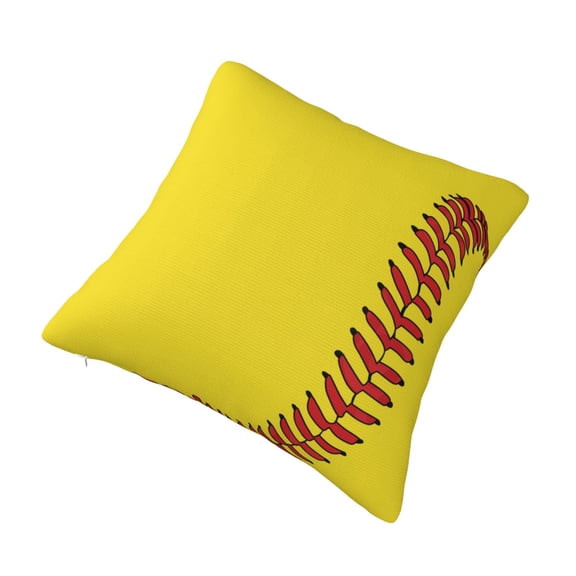 Decorative Throw Pillow Cover Softball Baseball Square Pillowcases Cushion for Farmhouse Home Decor 22"x22"
