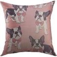 thumbnail image 1 of Decorative Throw Pillow Cover for Couch Sofa,Black Dog French Bulldog with Bow Tie on Pink Pet Home Decor Pillow case 18x18 Inch, 1 of 4