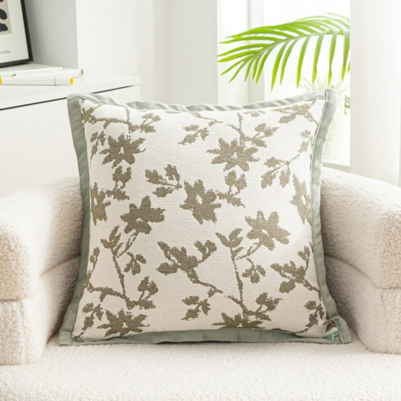 Decorative Throw Pillow Cover with Botanical Pattern, Soft Vintage Floral Cushion Cover for Sofa Couch Bed Living Room Home Décor (Cover Only)