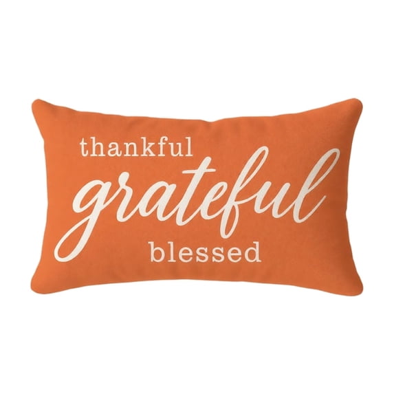 Decorative Throw Pillow Covers 12x20 Inch Grateful Outdoor Indoor Thanksgiving Farmhouse Decorations Lumbar Cushion Case for Sofa Bench Porch Couch Decor