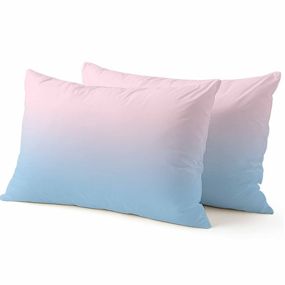 Decorative Throw Pillow Covers 12x20 Inch Set of 2 Ombre Blue Pink Home Decor Pillow Cases for Couch, Gradient Color Cushion Case for Living Room Bedroom Bed Car Chair