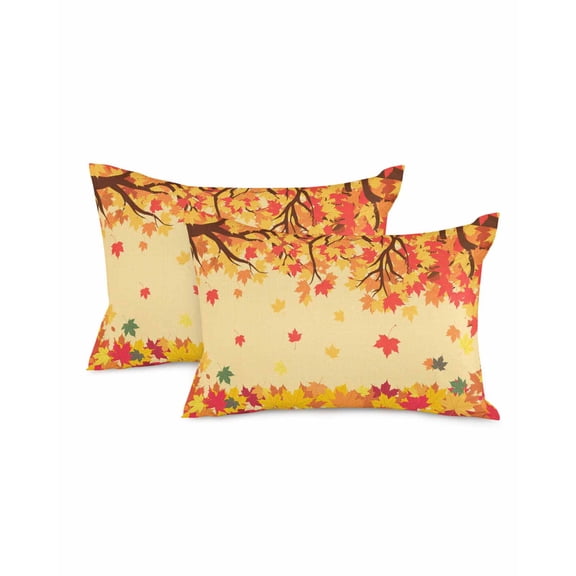 Decorative Throw Pillow Covers 12x20 Inch Set of 2 Orange Leaves Fall Decor Pillow Cases for Couch, Maple Leaf Yellow Cushion Case for Living Room Bedroom Bed Car Chair