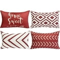 thumbnail image 1 of Decorative Throw Pillow Covers 12x20 Inch Wine Red Pillow Covers for Couch Sofa Living Room Bedroom,Farmhouse Outdoor Throw Pillow Cover,Modern Geometric Linen Square Throw Pillow Case Set of 4, 1 of 6