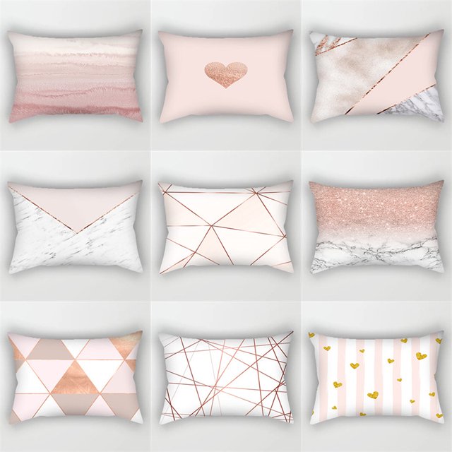 Decorative Throw Pillow Covers 15.7x23.6Inch Pink Geometric Boho Couch