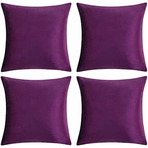 Decorative Throw Pillow Covers 16 x 16, Purple Soft Pillow Covers Velvet,Set of 4 Decor Square Cushion Covers