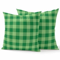 Decorative Throw Pillow Covers 16x16 Inch Set of 2 Green White Check Plaid Home Decor Pillow Cases for Couch, Farmhouse Style Cushion Case for Living Room Bedroom Bed Car Chair