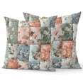 thumbnail image 1 of Decorative Throw Pillow Covers 16x16 Inch Set of 2 Pink Flowers Home Decor Pillow Cases for Couch, Vintage Flowers Patchwork Cushion Case for Living Room Bedroom Bed Car Chair, 1 of 9