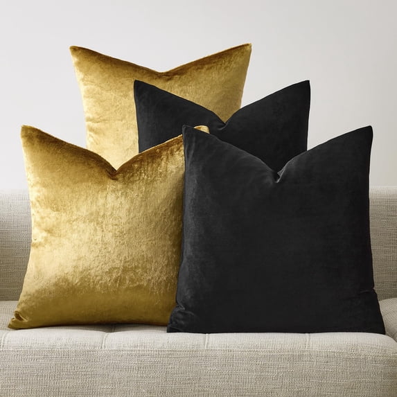 Decorative Throw Pillow Covers 18 X 18 Black Soft Set Of 4 Square Cushion