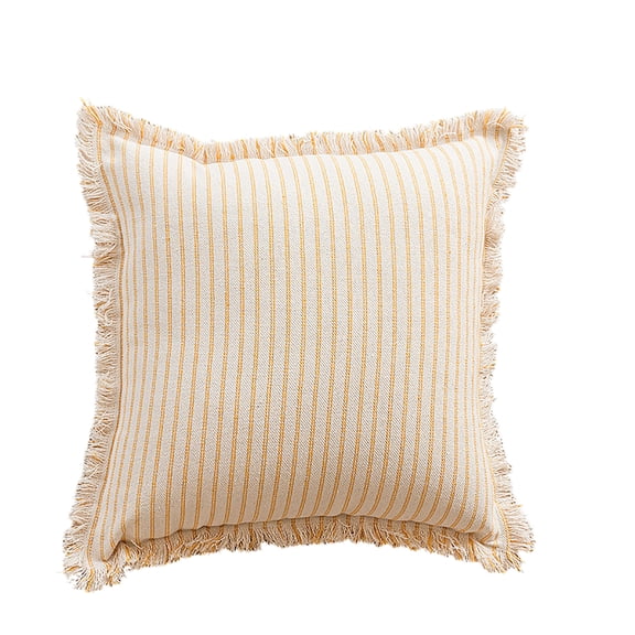 Decorative Throw Pillow Covers 18X18 Farmhouse Throw Pillow Covers Striped Cotton Linen Pillow Covers for Couch Sofa Bed Neutral Farmhouse Living Room Boho Decor Single Pack