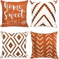 thumbnail image 1 of Decorative Throw Pillow Covers 18x18 Inch Orange Pillow Covers for Couch Sofa Living Room Bedroom car,Farmhouse Outdoor Throw Pillow Cover,Modern Geometric Linen Square Throw Pillow Case Set of 4, 1 of 6