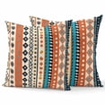 thumbnail image 1 of Decorative Throw Pillow Covers 18x18 Inch Set of 2 Retro Ethnic Art Home Decor Pillow Cases for Couch, Bohemian Patterns Cushion Case for Living Room Bedroom Bed Car Chair, 1 of 9