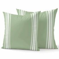 Decorative Throw Pillow Covers 18x18 Inch Set of 2 Sage Green Striped Home Decor Pillow Cases for Couch, Stripes Cushion Case for Living Room Bedroom Bed Car Chair