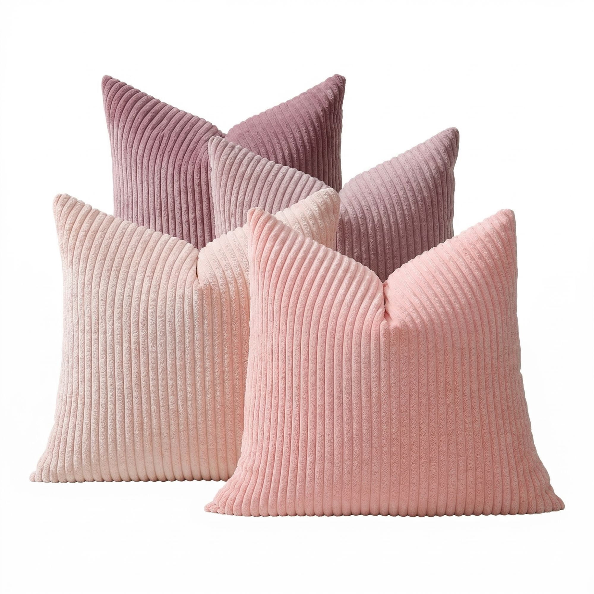 Decorative Throw Pillow Covers 18x18 Inch, Set of 4 Soft Corduroy Cushion Covers, Farmhouse Boho Neutral Pillow Cases for Couch, Sofa, Bed, Living Room