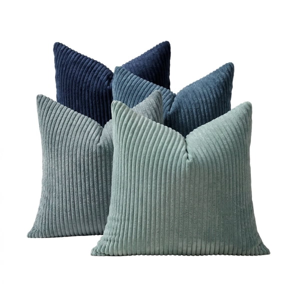 Decorative Throw Pillow Covers 18x18 Inch, Set of 4 Soft Corduroy Cushion Covers, Farmhouse Boho Neutral Pillow Cases for Couch, Sofa, Bed, Living Room