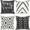 thumbnail image 1 of Decorative Throw Pillow Covers 20x20 Inch Black White Pillow Covers for Couch Sofa Living Room Bedroom Farmhouse Outdoor Throw Pillow Cover,Modern Geometric Linen Square Throw Pillow Case Set of 4, 1 of 6