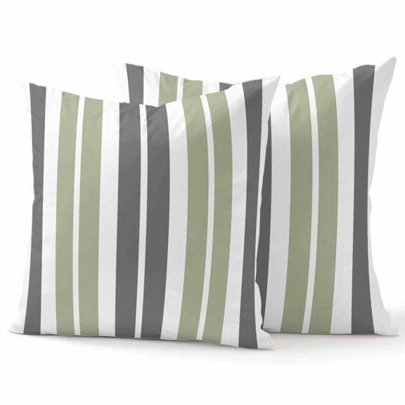 Decorative Throw Pillow Covers 20x20 Inch Set of 2 Gray Green Home Decor Pillow Cases for Couch, Stripe Cushion Case for Living Room Bedroom Bed Car Chair