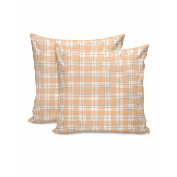 Decorative Throw Pillow Covers 20x20 Inch Set of 2 Orange Check Plaid Fall Decor Pillow Cases for Couch, Classic Checked Cushion Case for Living Room Bedroom Bed Car Chair