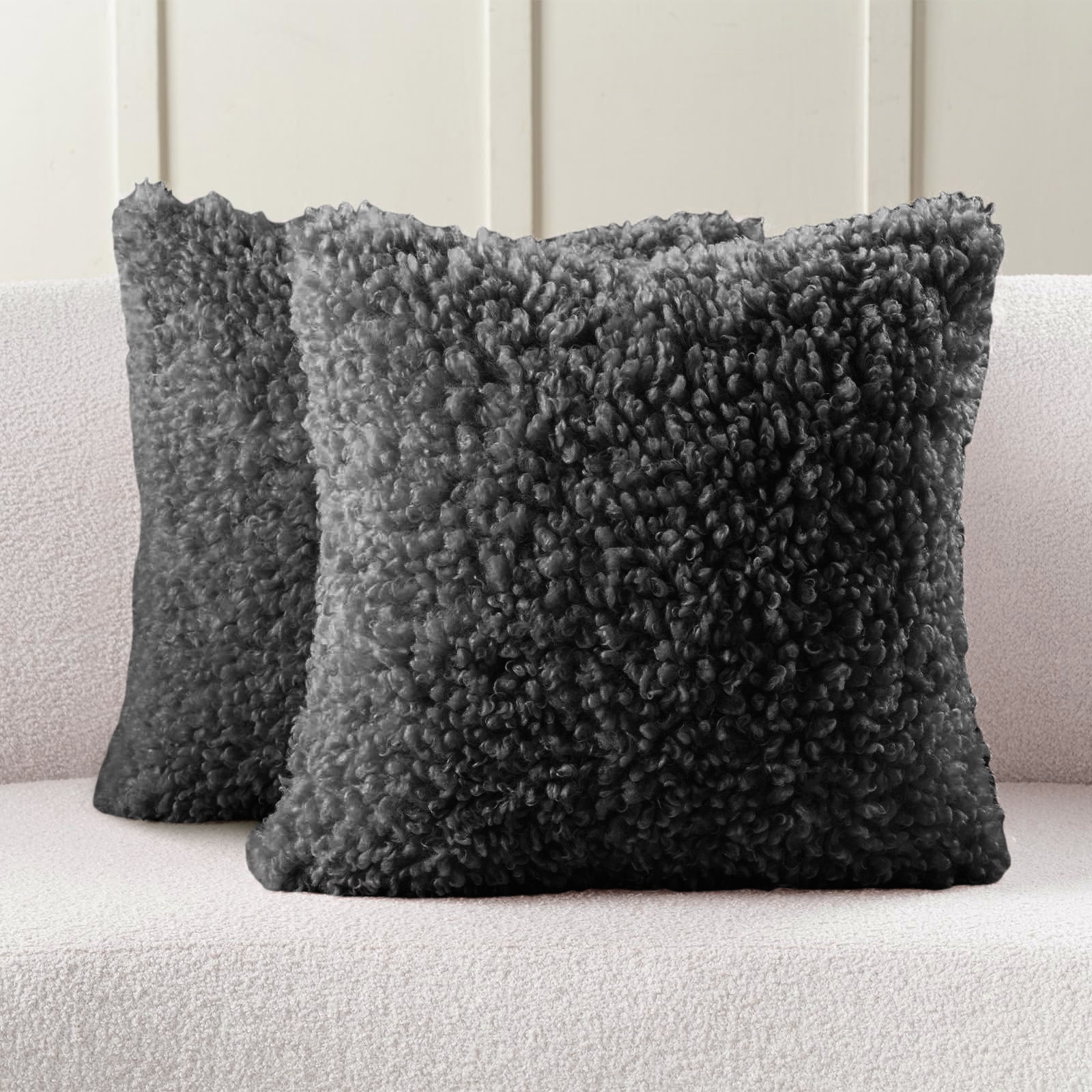 Decorative Throw Pillow Covers 20x20 Inch Set of 2,Soft Fluffy Faux ...