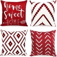 thumbnail image 1 of Decorative Throw Pillow Covers 20x20 Inch Wine Red Pillow Covers for Couch Sofa Living Room Bedroom,Farmhouse Outdoor Throw Pillow Cover,Modern Geometric Linen Square Throw Pillow Case Set of 4, 1 of 6