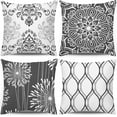 thumbnail image 1 of Decorative Throw Pillow Covers 20x20 Set of 4, Dark Grey and White Modern Simple Square Pillow Case Cushion Cover for Sofa Couch Farmhouse Outdoor Living Room, 1 of 6