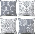 thumbnail image 1 of Decorative Throw Pillow Covers 20x20 Set of 4, Gray and White Modern Simple Square Pillow Case Cushion Cover for Sofa Couch Farmhouse Outdoor Living Room (Gray and White, 20"x20"), 1 of 6