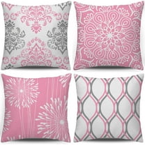 Decorative Throw Pillow Covers 20x20 Set of 4,Pink and White Modern Simple Square Pillow Case Cushion Cover for Sofa Couch Farmhouse Living Room