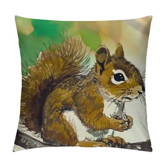Decorative Throw Pillow Covers Cute Animal Squirrel Print Pillowcases Cushion Covers Home Bed Living Room Decor