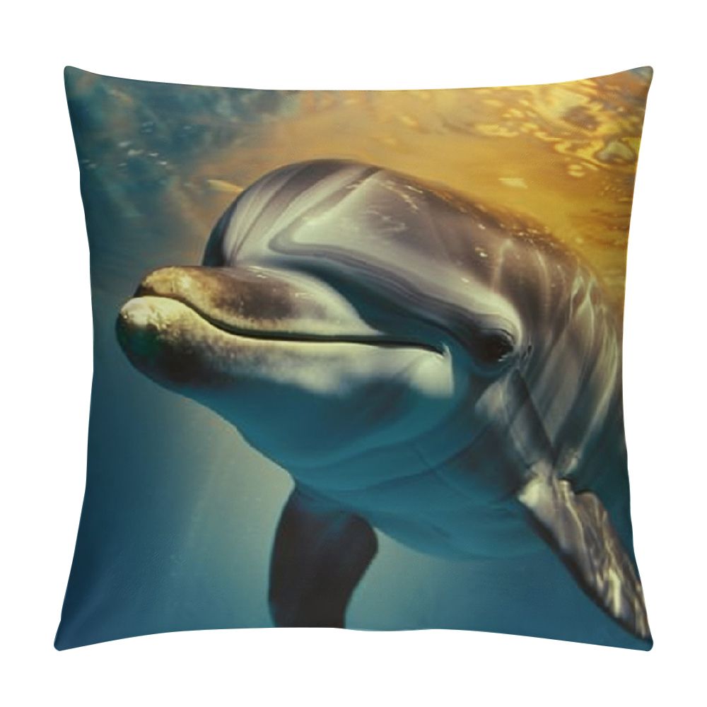 Decorative Throw Pillow Covers Dolphin With Print Throw Pillow Cover