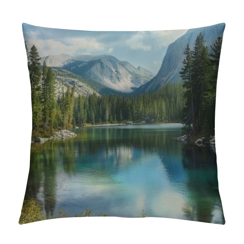 Decorative Throw Pillow Covers Mountain Lakes Print Throw Pillow Cover