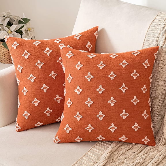 Decorative Throw Pillow Covers Rhombic Jacquard Pillowcase Soft Square Cushion Case for Fall Couch Sofa Bed Bedroom Car Living Room 18x18 In