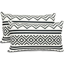 Decorative Throw Pillow Covers Set of 2 Black Pillow Covers 12x20 inch Throw Pillow Cases Linen Square Pillow Case,Farmhouse Outdoor Modern Boho Pillow Covers for Couch Sofa Living Room