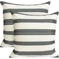 thumbnail image 1 of Decorative Throw Pillow Covers Set of 2 Black Pillow Covers 20x20 inch Throw Pillows Linen Square Pillow Case,Farmhouse Outdoor Modern Boho Striped Pillow Covers for Couch Sofa Living Room, 1 of 6