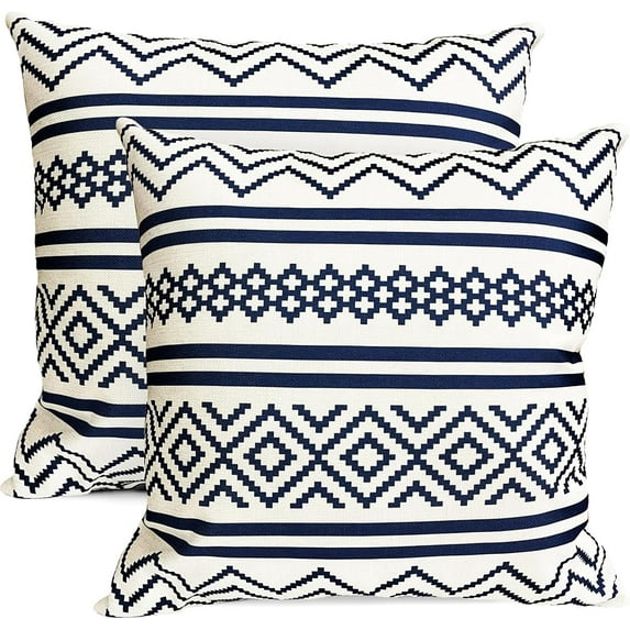 Decorative Throw Pillow Covers Set of 2 Blue Pillow Covers 16x16 Inch Throw Pillow Cover Pillowcase Modern Farmhouse Boho Pillow Covers for Couch Sofa Outdoor Bed Living Room